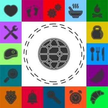 Vector global network icon, internet technology Stock Illustration