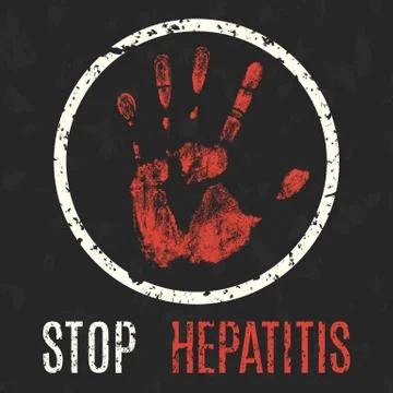 Vector. Global problems of humanity. Stop Hepatitis. イラスト素材