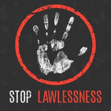 Vector. Global problems of humanity. Stop lawlessness. Stock Illustration