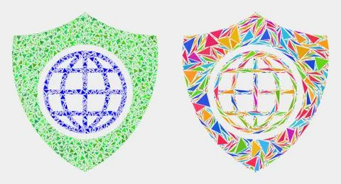 Vector Global Shield Mosaic Icon of Triangles 스톡 일러스트