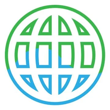 Vector  of a globe concept in a blue earth day green color. Logo earth icon,  Stock Illustration