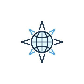 Vector Globe inside Star Shape concept colored icon or symbol Stock Illustration