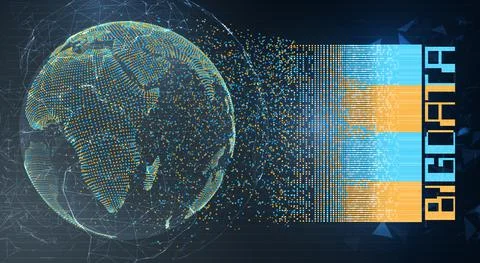 Vector globe, planet earth, from dots. concept bigdata, processing Stockillustratie