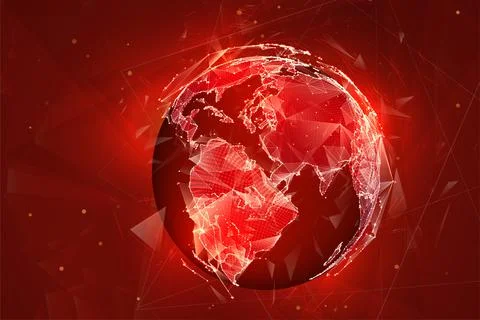 Vector globe, planet earth, from dots. concept bigdata, processing and data c Illustrazione stock