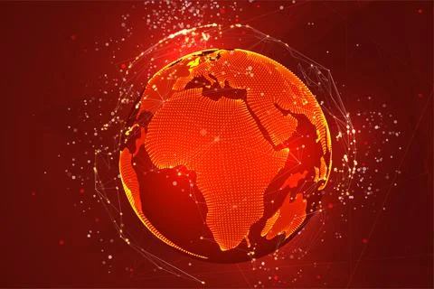 Vector globe, planet earth, from dots. concept bigdata, processing and data c Illustrazione stock