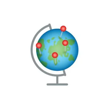 Vector globe with red markers Stock Illustration