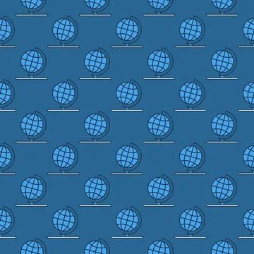 Vector Globe on Stand concept blue seamless pattern 스톡 일러스트