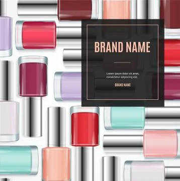 Vector Gloss Colorful Nail Lacquer Ads, 3d illustration Stock Illustration