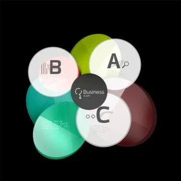 Vector glossy glass circles speech bubble on black Stock Illustration