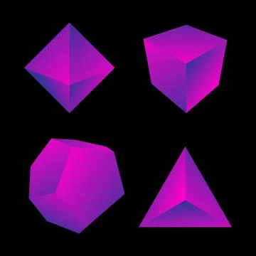 Vector glossy platonic solids set. Stock Illustration