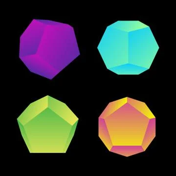 Vector glossy platonic solids set. Stock Illustration