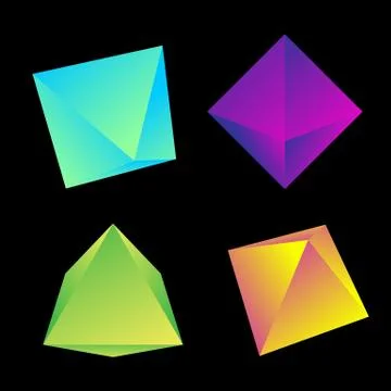 Vector glossy platonic solids set. Illustrazione stock