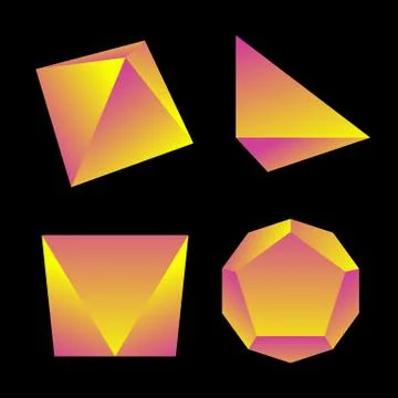 Vector glossy platonic solids set. Stock Illustration