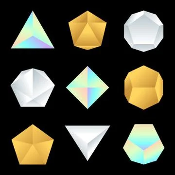 Vector glossy platonic solids set. Stock Illustration