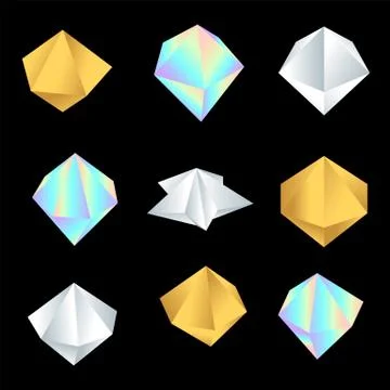 Vector glossy platonic solids set. Stock Illustration