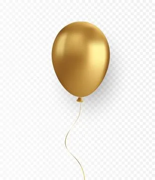 Vector glossy realistic gold baloon on transparent background Illustrazione stock