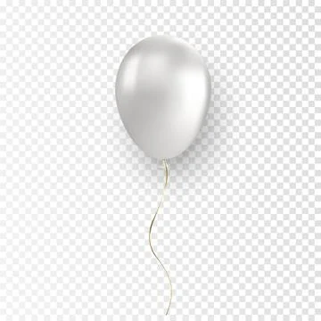 Vector glossy realistic white balloon on transparent background Stock Illustration
