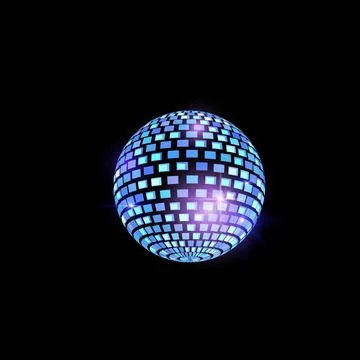 Vector of glowing disco ball neon holographic color with glare. Stock Illustration