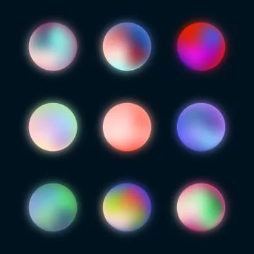 Vector of glowing fluid balls isolated on a dark background. Stock Illustration