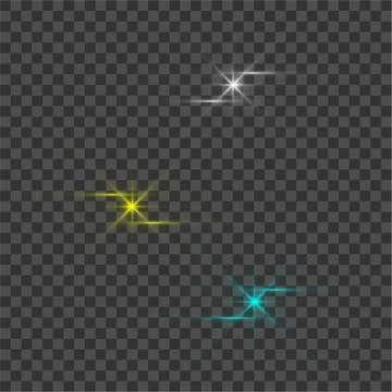 Vector glowing light bursts with sparkles on transparent background. Stock Illustration