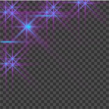 Vector glowing light bursts with sparkles on transparent background. Ilustración de archivo