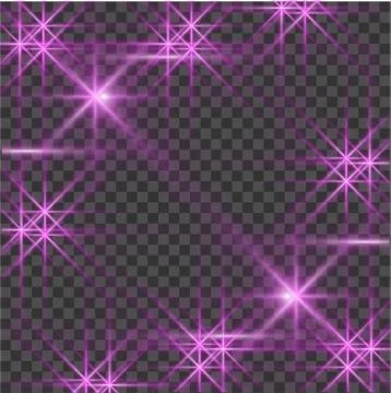 Vector glowing light bursts with sparkles on transparent background. Stock Illustration