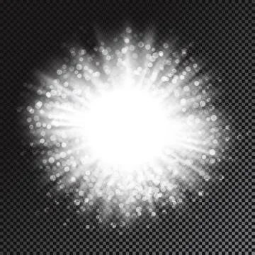 Vector glowing light effect with rays and glitters Stock Illustration