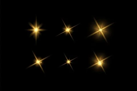 Vector glowing light effects set. Stars bursts with sparkles elements Stock Illustration