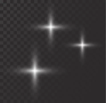 Vector glowing lights effect, flare, explosian and stars Stock Illustration