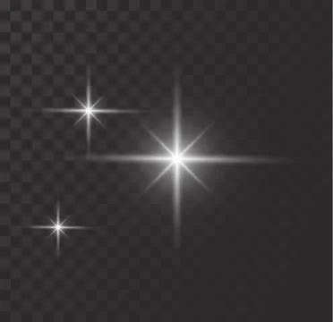Vector glowing lights effect, flare, explosian and stars. Stock Illustration