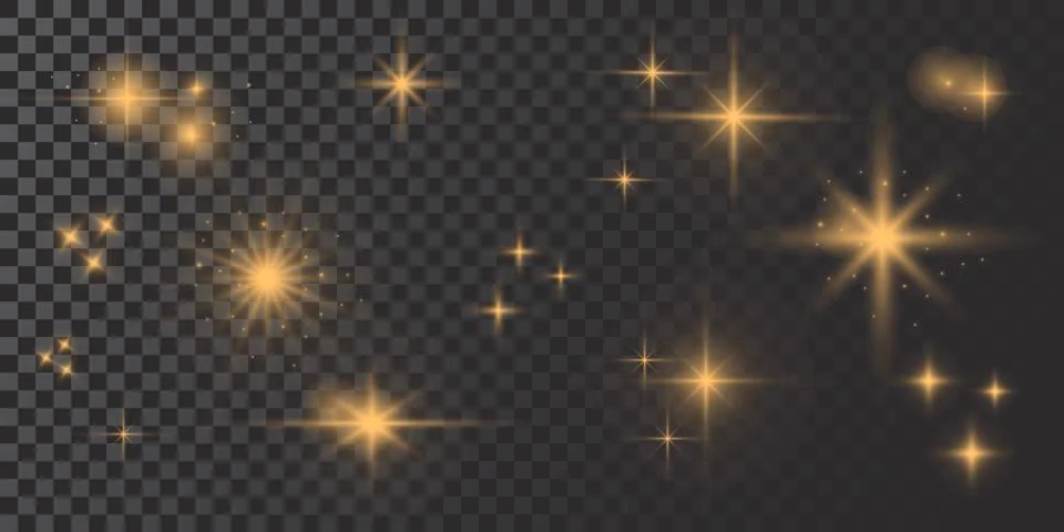 Vector glowing lights effect on transparent background. Stock Illustration