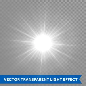 Vector glowing sun light effects. Star flash explosion Stock Illustration