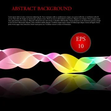 Vector Glowing waves on black background Stock Illustration