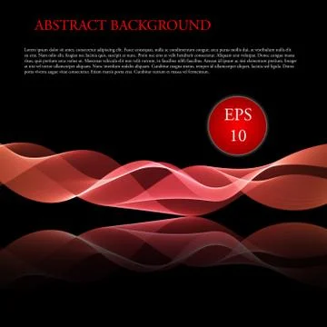 Vector Glowing waves on black background Stock Illustration