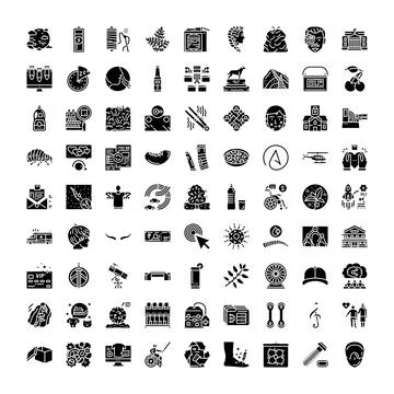 Vector glyph icon set exploring various concepts 스톡 일러스트