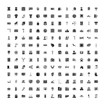 Vector glyph icon set for various concepts and symbols Stock Illustration