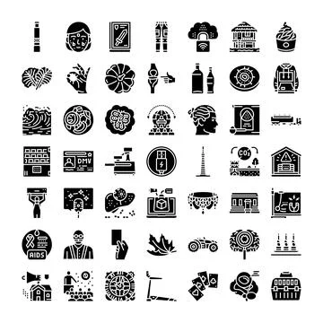 Vector glyph icon set for various concepts 스톡 일러스트