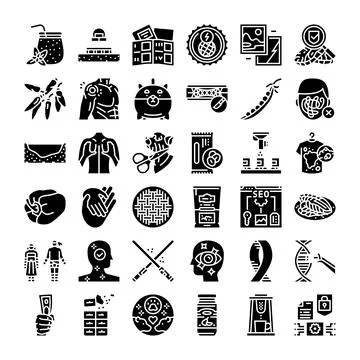 Vector glyph icons presenting business and lifestyle concepts Stock Illustration