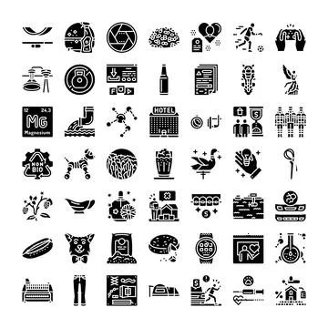 Vector glyph icons set for web design and app development Stock Illustration