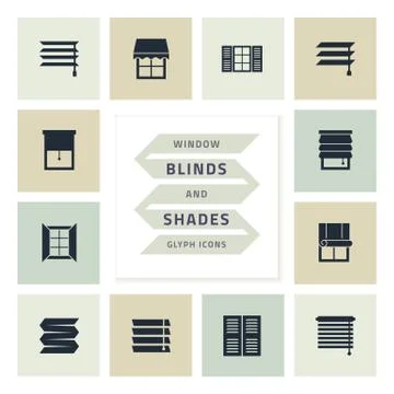 Vector glyph icons set window blinds and shades Stock Illustration