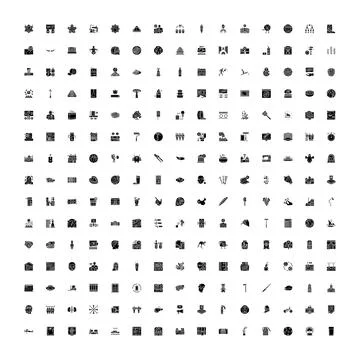 Vector glyph set with diverse minimalist icons Illustrazione stock