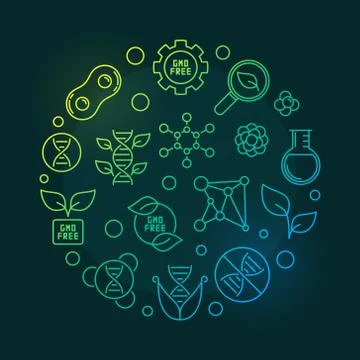 Vector GMO Free round colored outline illustration Stock Illustration