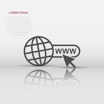 Vector go to web icon in flat style. Globe world sign illustration pictogra.. Ilustración de archivo