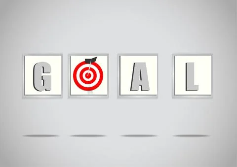 Vector : Goal with archery target and arrow on picture frame Stock Illustration