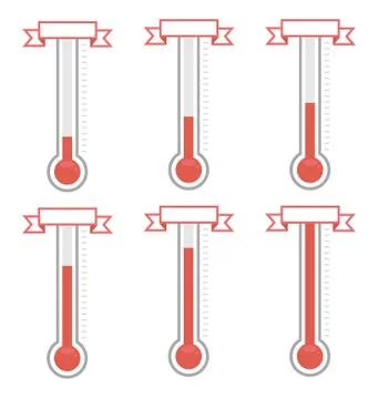 Vector goal thermometers at different levels Stock Illustration