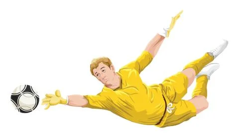 Vector of goalkeeper in action. Illustrazione stock