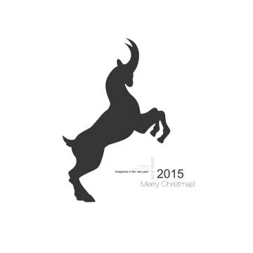 Vector goat symbol with black profile silhouette of a long horned Stock Illustration