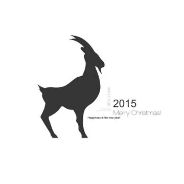 Vector goat symbol with black profile silhouette of a long horned Stock Illustration