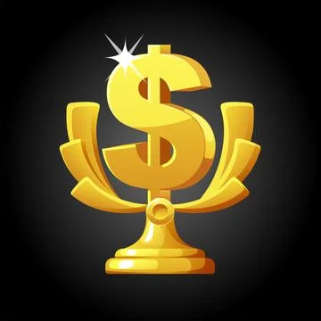 Vector gold award with a dollar for the game. Illustrazione stock