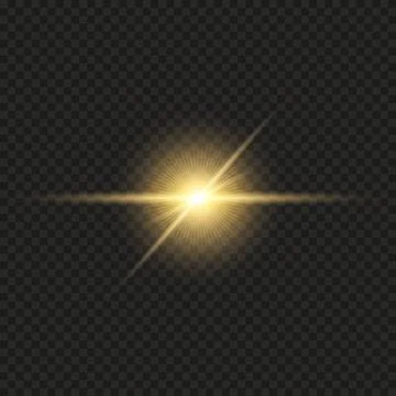 Vector gold bling light on a transparent background. Bright flash. Illustrazione stock